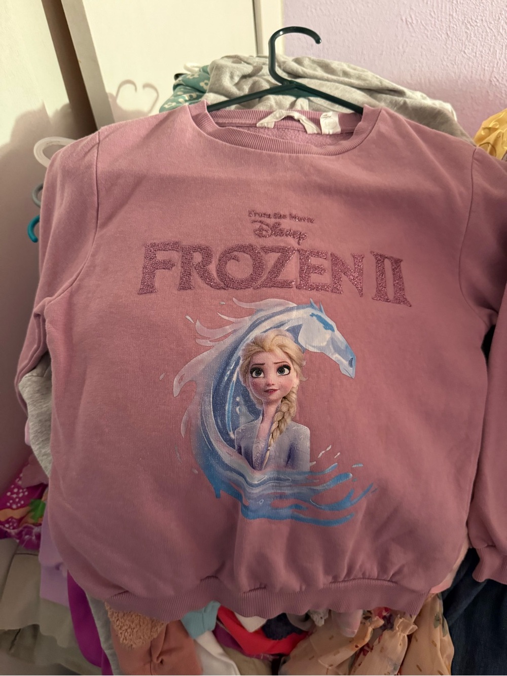 Disney Pink Frozen II Elsa Glitter Sweatshirt